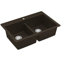 Karran QT-810 Brown Quartz Composite 33in Rectangle Drop In Double Basin Sink