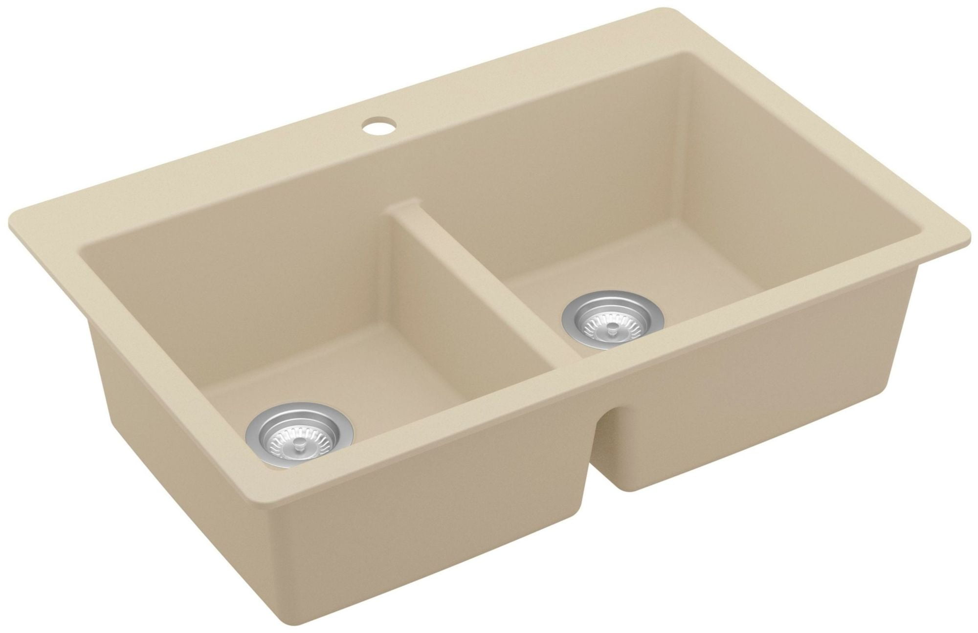 Karran QT-810 Quartz 33" Drop In Double Basin Kitchen Sink in Bisque