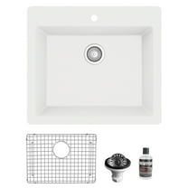 Karran Top Mount 25 in. Single Bowl Quartz Kitchen Sink Kit White