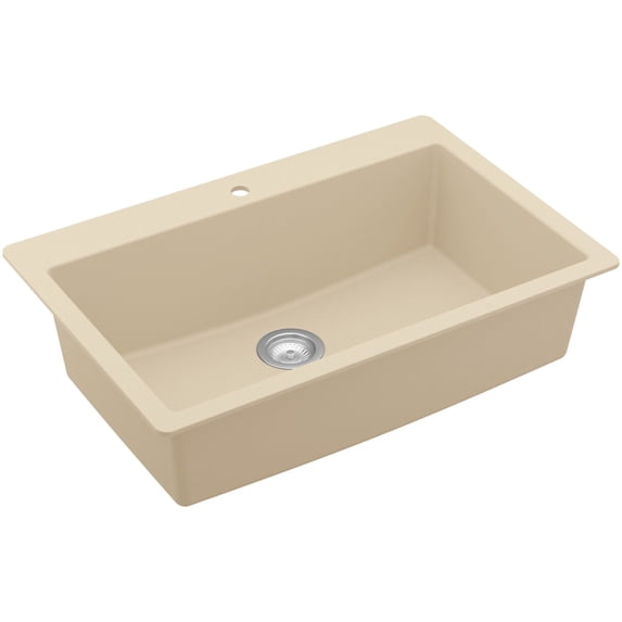 Karran Top Mount 33 in. Large Single Bowl Quartz Kitchen Sink Bisque