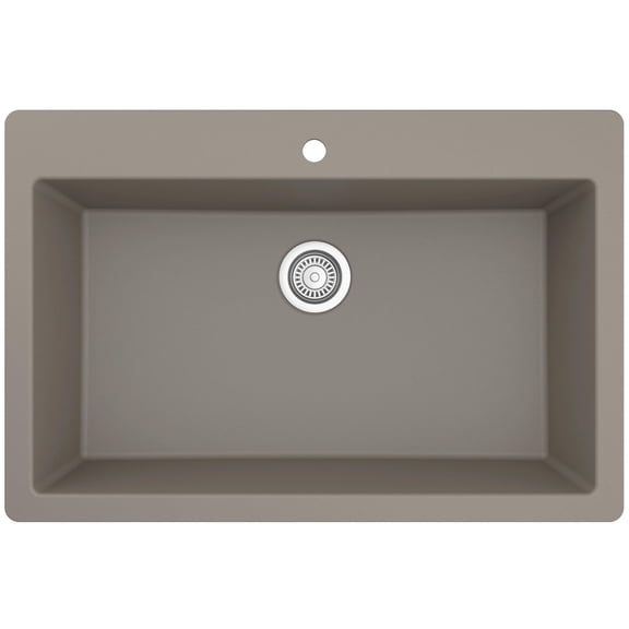 Karran Top Mount 33 in. Large Single Bowl Quartz Kitchen Sink Concrete