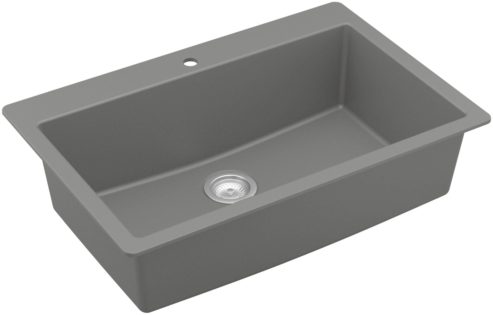 Gray Quartz 33'' Single Bowl Drop-in Kitchen Sink