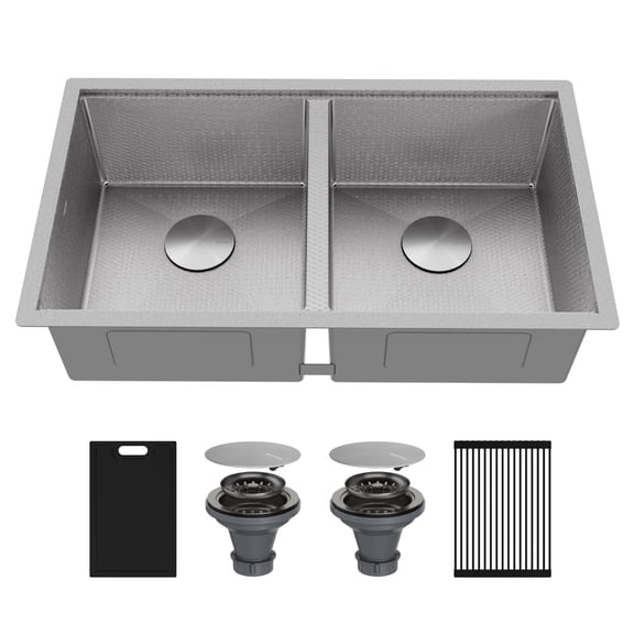 Karran Usa HSU3219DBSS Matrix 32" Undermount Double Basin Stainless Steel Kitchen Sink -