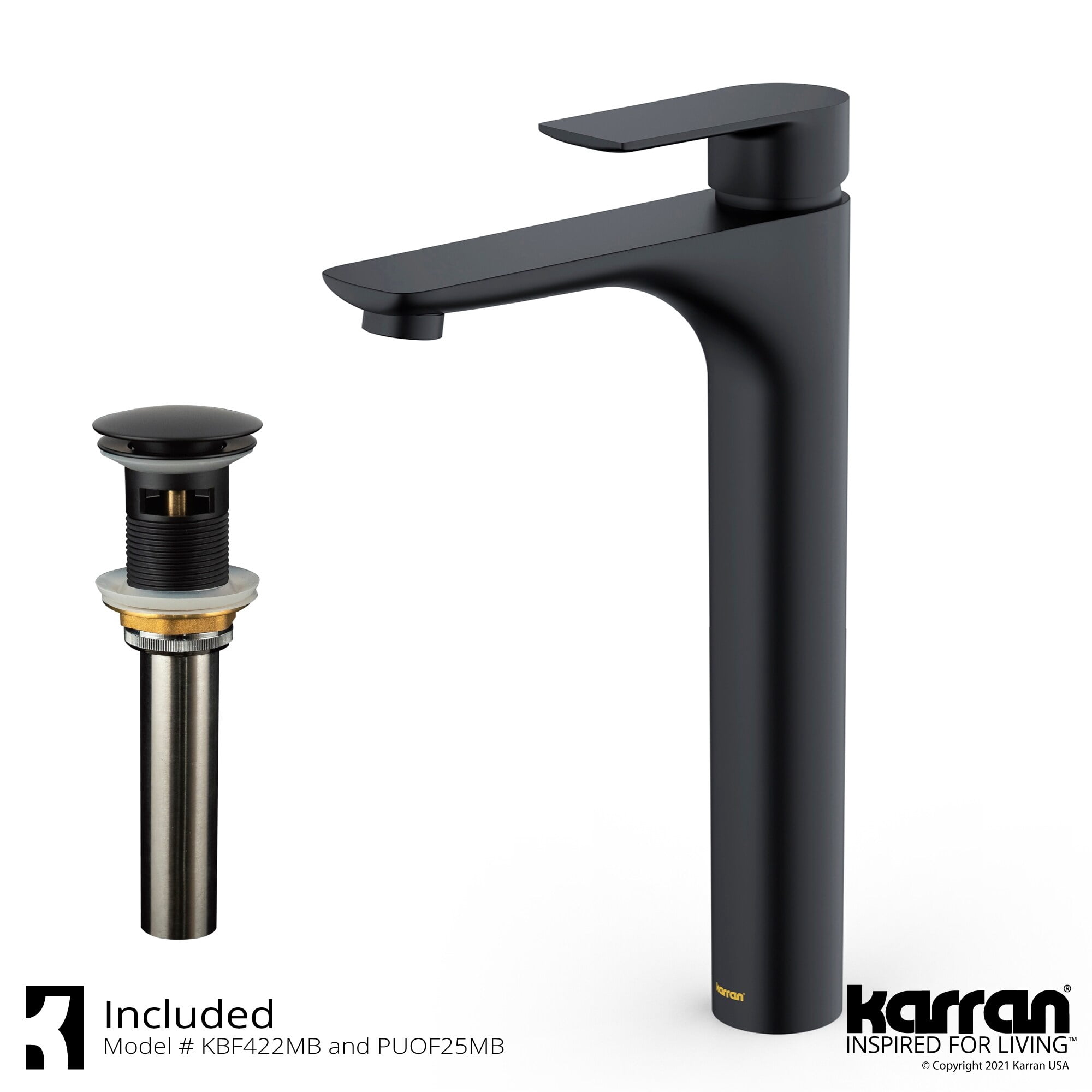 Karran Usa KBF422MB Kayes 1.2 GPM Vessel Single Hole Bathroom Faucet - Black