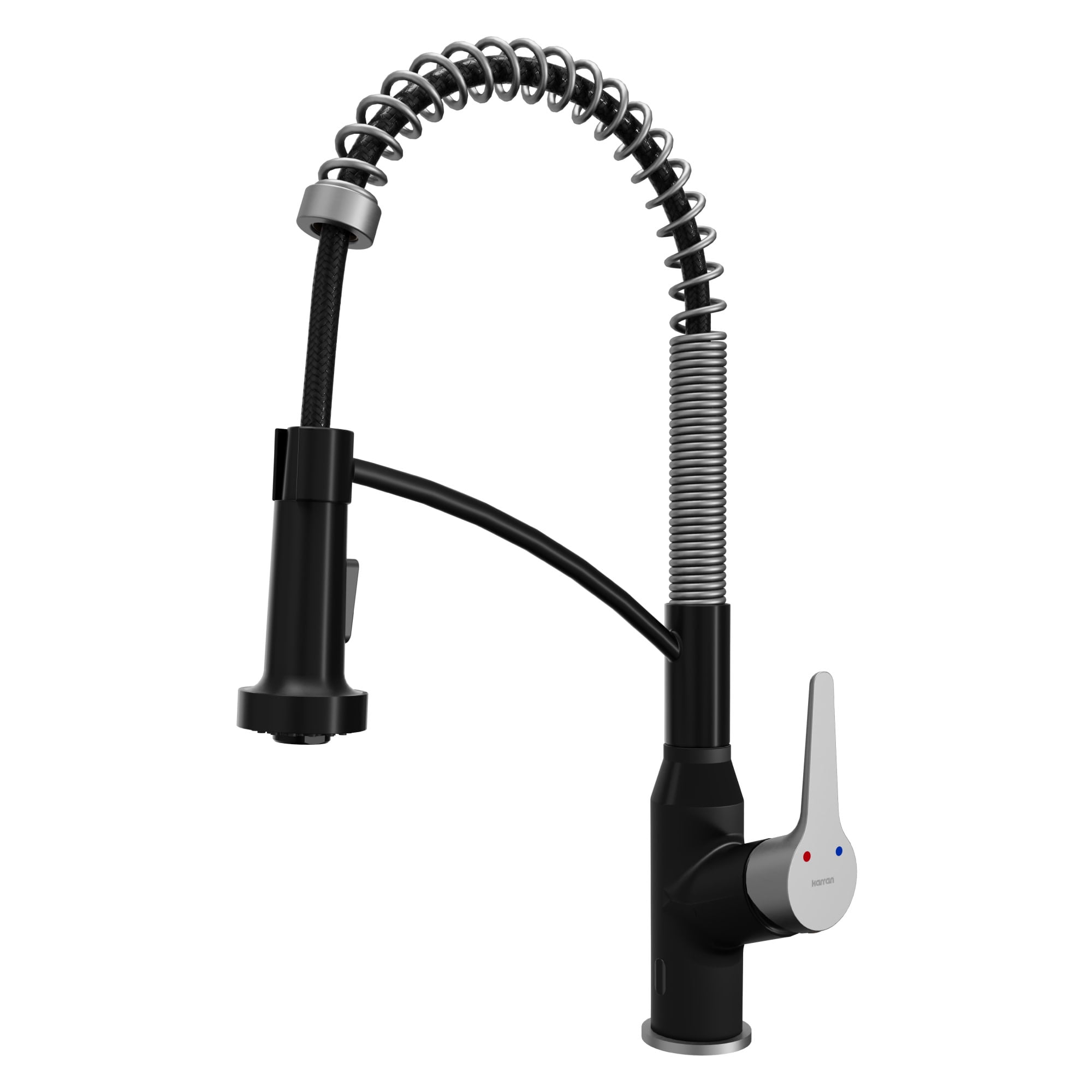 Matte Black and Stainless Steel Pull-Down Kitchen Faucet with Spray