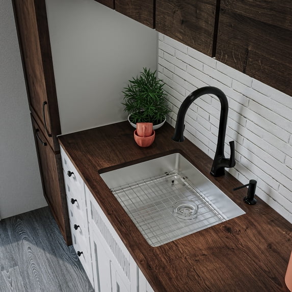 Karran Usa Nc-425-Pk1 23-1/8" Undermount Single Basin Stainless Steel Kitchen Sink -