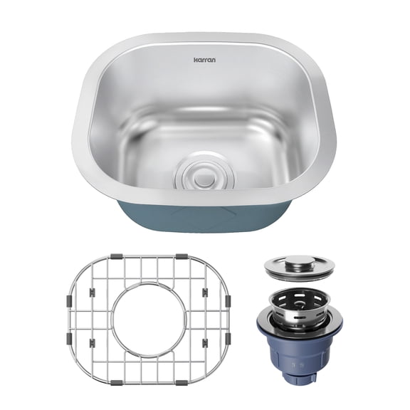 Karran Usa PRU39-PK1 Profile 15" Undermount Single Basin Stainless Steel Kitchen Sink -
