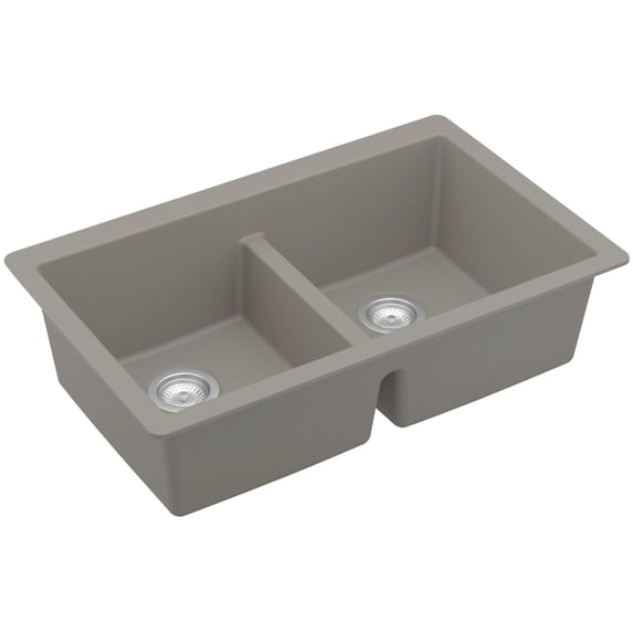 Karran Usa QU-810-CN Quartz Qu 32" Undermount Double Basin Quartz Composite Kitchen Sink in Concrete