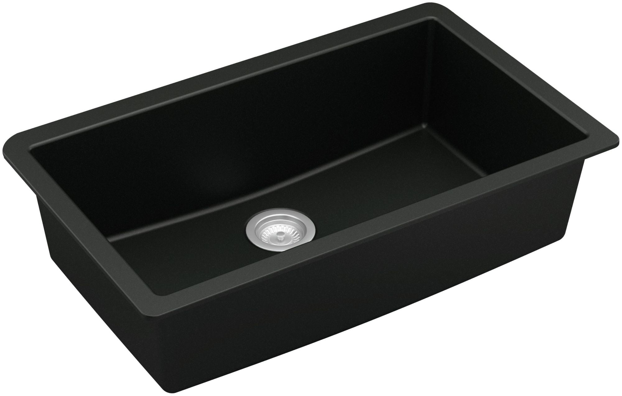 Black Quartz Composite Large Single Bowl Undermount Kitchen Sink