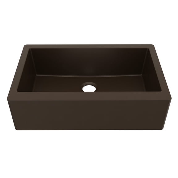 Karran Farmhouse/Apron-Front Quartz Composite 34 in. Single Bowl Kitchen Sink in Brown