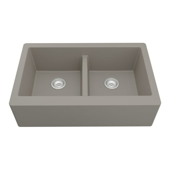 Karran Usa Qa-750 Farmhouse Apron Front Quartz/Granite 34" Double Bowl Kitchen Sink -