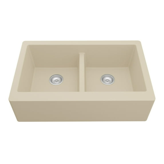 Karran Usa Qa-750 Farmhouse Apron Front Quartz/Granite 34" Double Bowl Kitchen Sink -