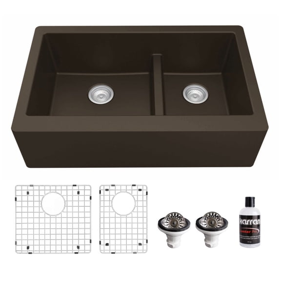 Karran Usa QA-760-BR-PK1 Quartz Qa 34" Farmhouse Double Basin Quartz Composite Kitchen