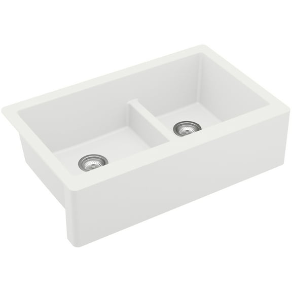 Karran Usa QA-760-WH Quartz Qa 34" Farmhouse Double Basin Quartz Composite Kitchen Sink -