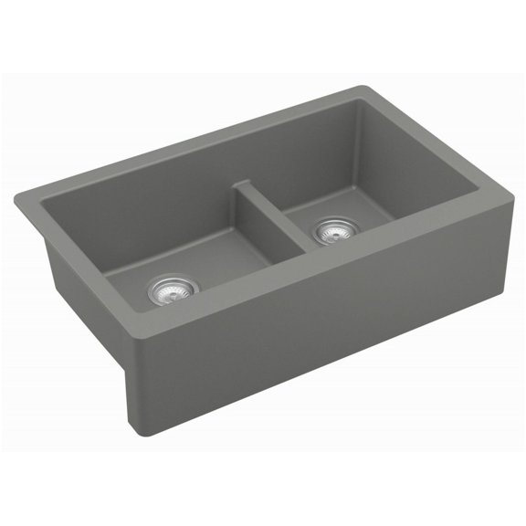 Karran Usa Qa-760 Quartz Qa 34" Farmhouse Double Basin Quartz Composite Kitchen Sink -