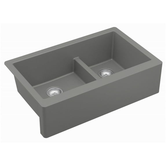 Karran Usa Qa-760 Quartz Qa 34" Farmhouse Double Basin Quartz Composite Kitchen Sink -