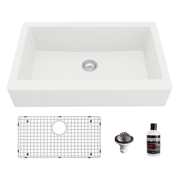 Karran Usa QAR-740-WH-PK1 Quartz Qar 34" Farmhouse Single Basin Quartz Composite Kitchen