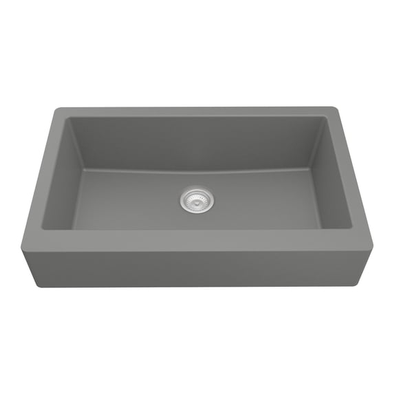 Karran Usa QAR-740-GR Retrofit Farmhouse/Apron-Front Quartz/Granite 34" Single Bowl