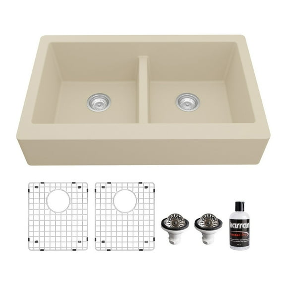 Karran Usa Qar-750-Pk1 Quartz Qar 34" Farmhouse Double Basin Quartz Composite Kitchen Sink