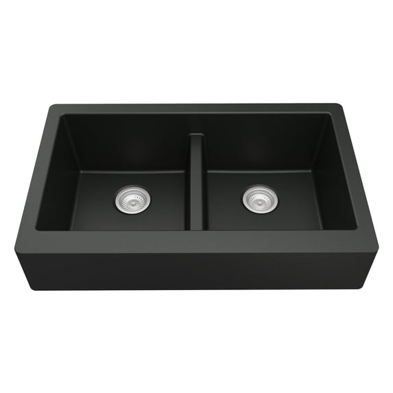 Karran Usa QAR-750-BL Quartz Qar 34" Farmhouse Double Basin Quartz Composite Kitchen Sink