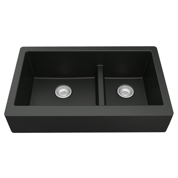 Karran Usa QAR-760-BL Quartz Qar 34" Farmhouse Double Basin Quartz Composite Kitchen Sink