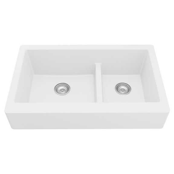 Karran Usa Qar-760 Quartz Qar 34" Farmhouse Double Basin Quartz Composite Kitchen Sink -