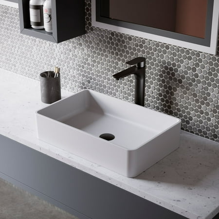 Karran Usa Qm176 Quattro Matte 21-1/4" Rectangular Acrylic Vessel Bathroom Sink - White