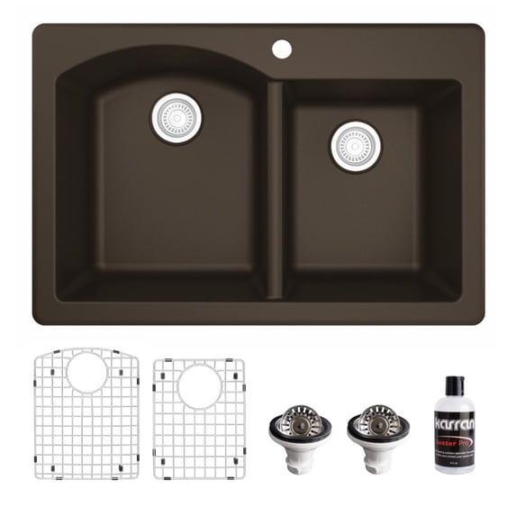 Karran Usa QT-610-BR-PK1 Quartz Qt 33" Drop In Double Basin Quartz Composite Kitchen Sink