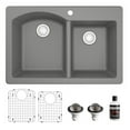thumbnail image 1 of Karran Usa QT-610-GR-PK1 Quartz Qt 33" Drop In Double Basin Quartz Composite Kitchen Sink, 1 of 5