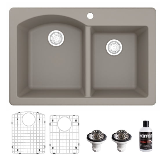 Karran Usa QT-610-CN-PK1 Quartz Qt 33" Drop In Double Basin Quartz Composite Kitchen Sink