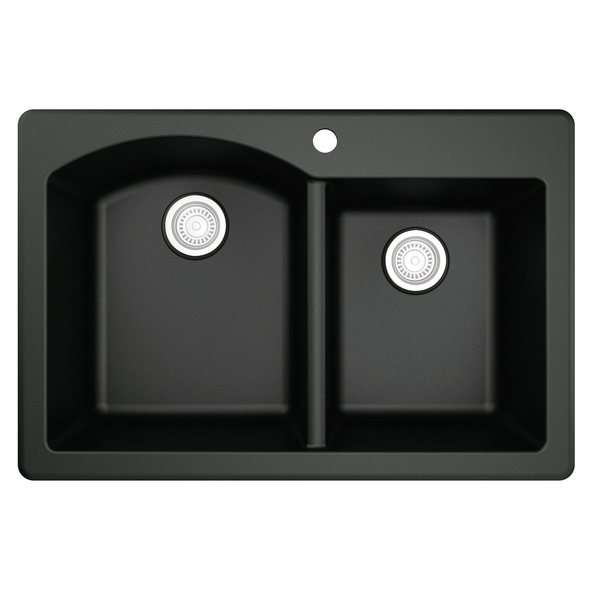 Karran QT-610-BL Double Bowl 33 In. x 22 In. x 9 In. Deep Black Quartz Kitchen Sink