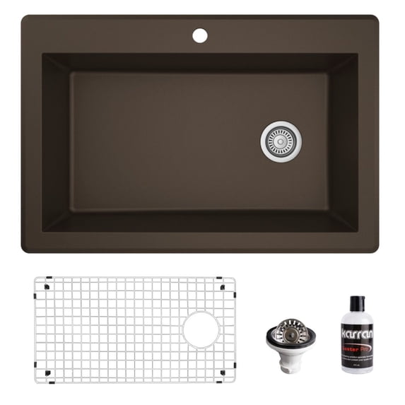 Karran Usa QT-670-BR-PK1 Quartz Qt 33" Drop In Single Basin Quartz Composite Kitchen Sink