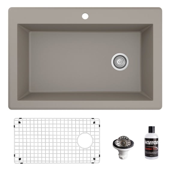 Karran Usa QT-670-CN-PK1 Quartz Qt 33" Drop In Single Basin Quartz Composite Kitchen Sink