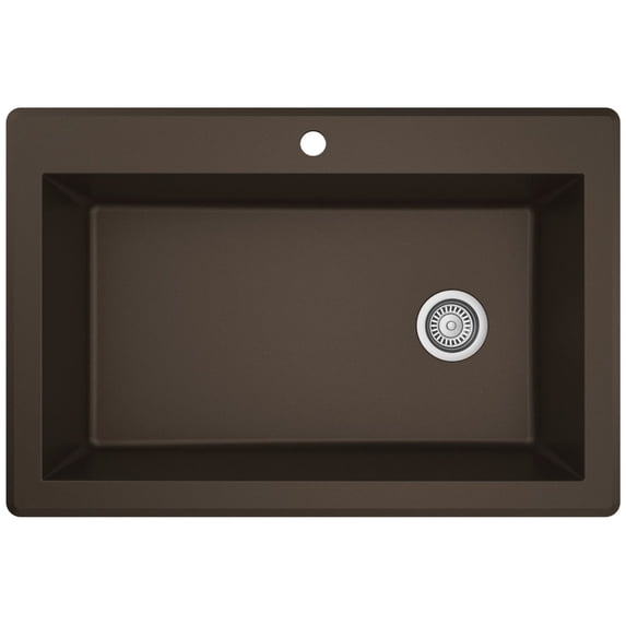 Karran QT-670 Drop-In Quartz Composite 33 in. 1-Hole Single Bowl Kitchen Sink in Brown