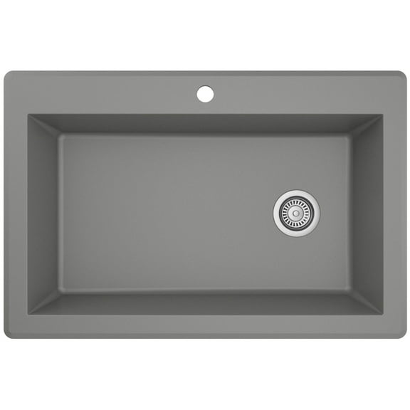 Karran QT-670 Drop-In Quartz Composite 33 in. 1-Hole Single Bowl Kitchen Sink in Grey