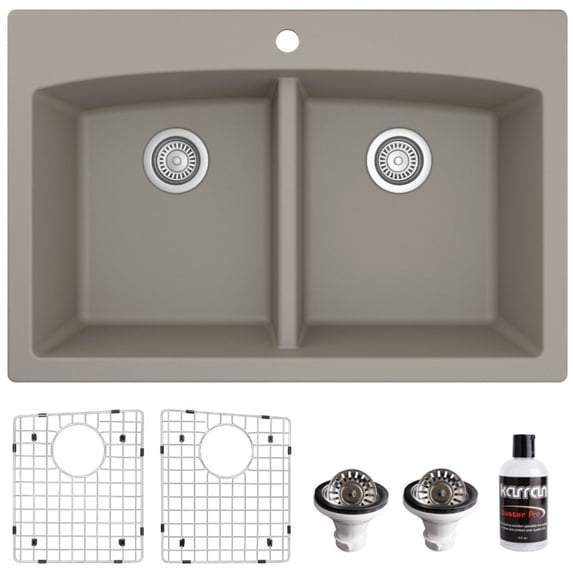 Karran Usa QT-710-CN-PK1 Quartz Qt 33" Drop In Double Basin Quartz Composite Kitchen Sink
