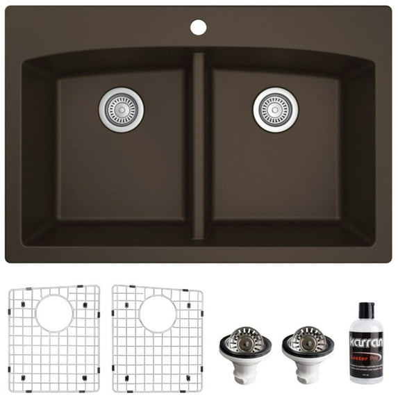 Karran Usa QT-710-BR-PK1 Quartz Qt 33" Drop In Double Basin Quartz Composite Kitchen Sink