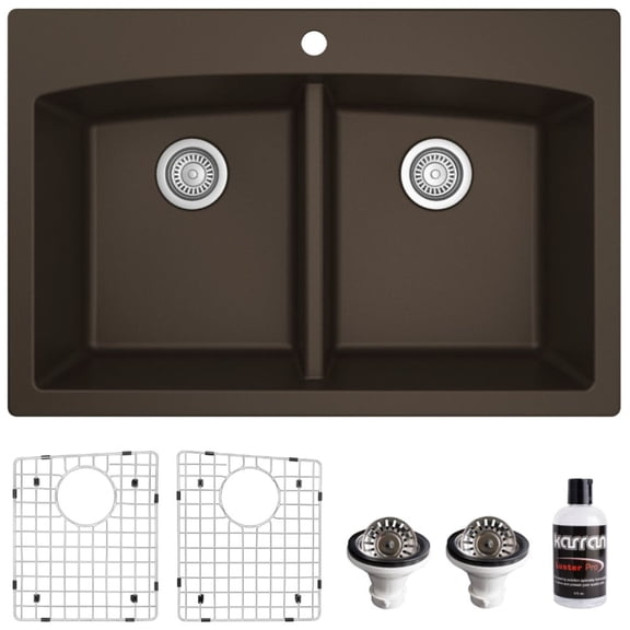 Karran Usa QT-710-BR-PK1 Quartz Qt 33" Drop In Double Basin Quartz Composite Kitchen Sink