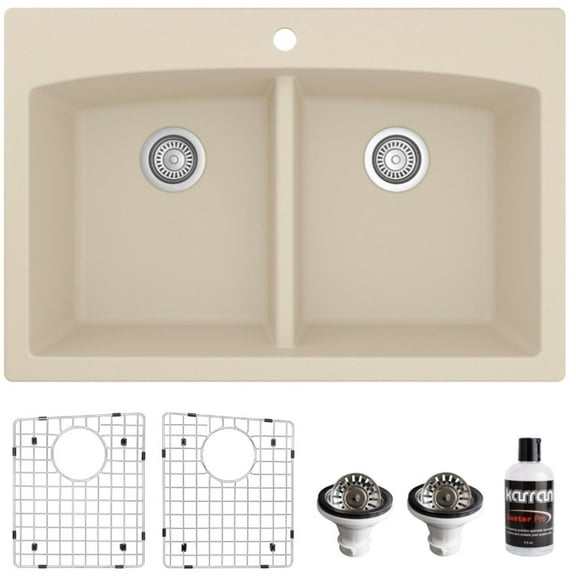 Karran Usa QT-710-BI-PK1 Quartz Qt 33" Drop In Double Basin Quartz Composite Kitchen Sink