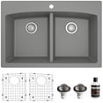 thumbnail image 1 of Karran Usa QT-710-GR-PK1 Quartz Qt 33" Drop In Double Basin Quartz Composite Kitchen Sink, 1 of 7