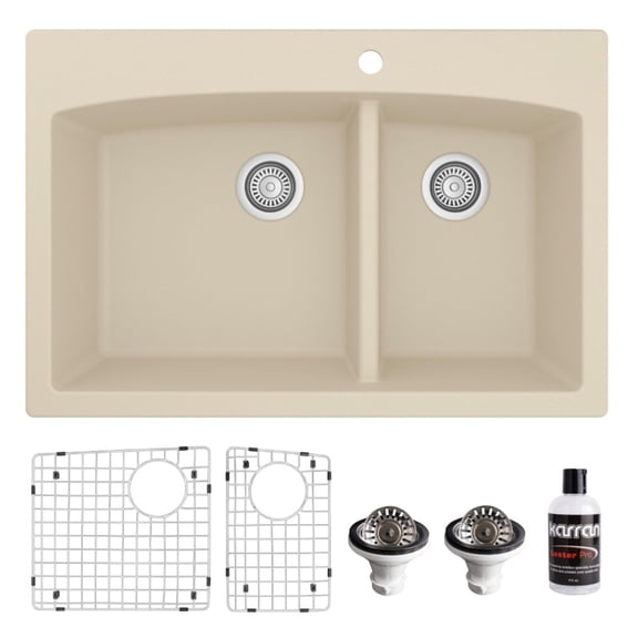Karran Usa QT-711-BI-PK1 Quartz Qt 33" Drop In Double Basin Quartz Composite Kitchen Sink