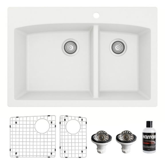 Karran Usa Qt-711-Pk1 Quartz Qt 33" Drop In Double Basin Quartz Composite Kitchen Sink -