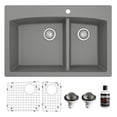 thumbnail image 1 of Karran Usa QT-711-GR-PK1 Quartz Qt 33" Drop In Double Basin Quartz Composite Kitchen Sink, 1 of 5