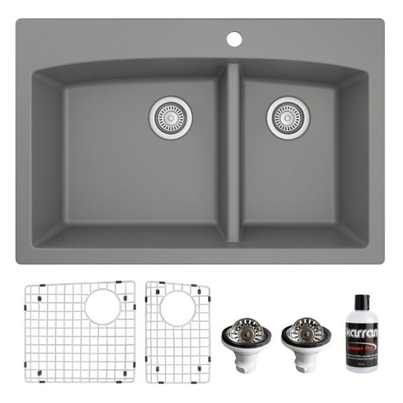 Karran Usa Qt-711-Pk1 Quartz Qt 33" Drop In Double Basin Quartz Composite Kitchen Sink -
