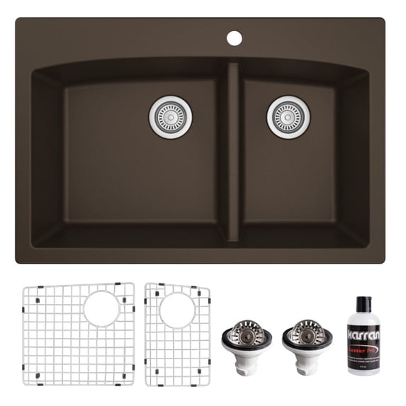 Karran Usa QT-711-BR-PK1 Quartz Qt 33" Drop In Double Basin Quartz Composite Kitchen Sink