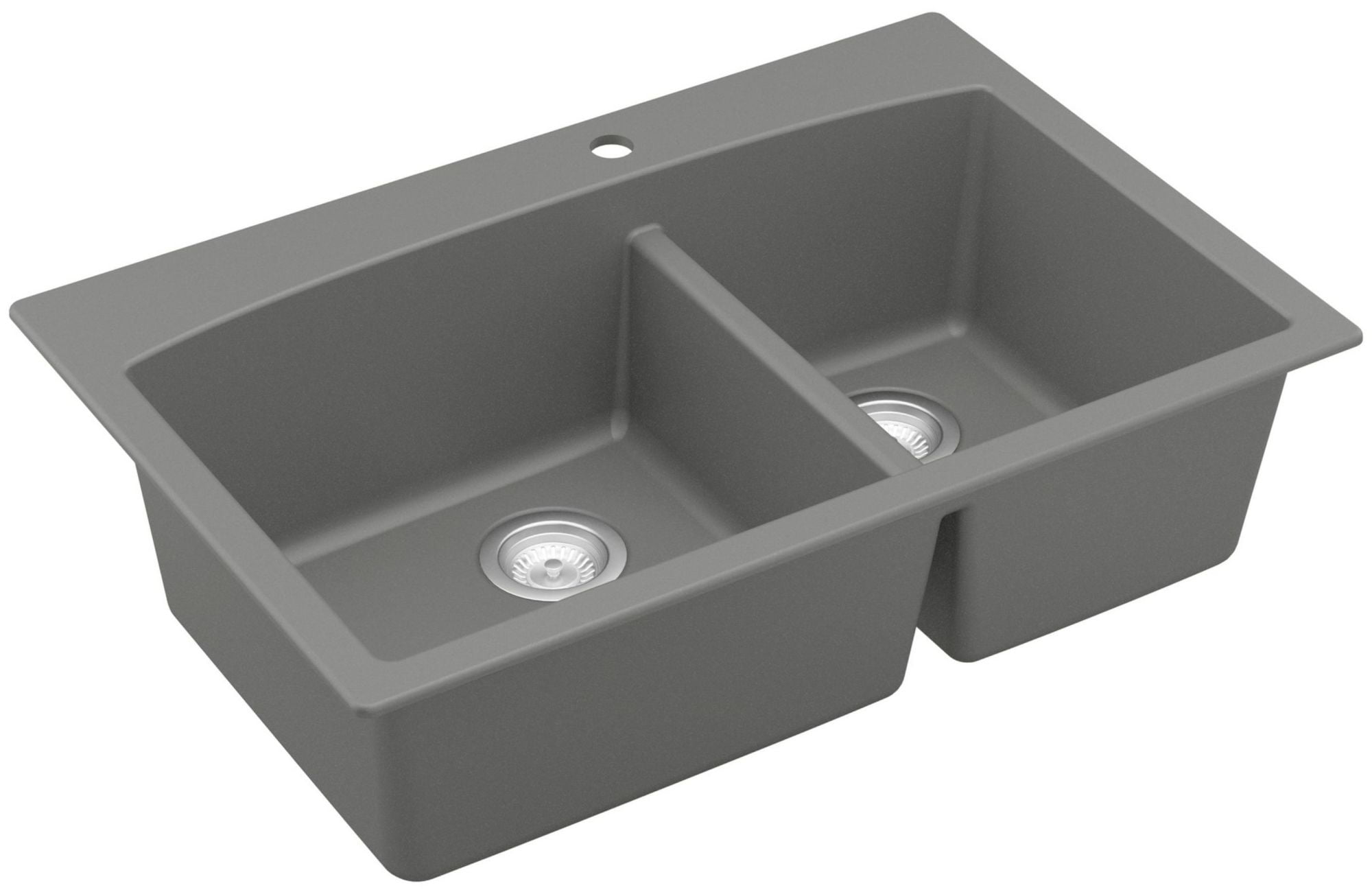 Karran QT-711 Drop-In Quartz Composite 33 in. 1-Hole 60/40 Double Bowl Kitchen Sink in Grey