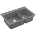 thumbnail image 1 of Karran QT-711 Drop-In Quartz Composite 33 in. 1-Hole 60/40 Double Bowl Kitchen Sink in Grey, 1 of 7