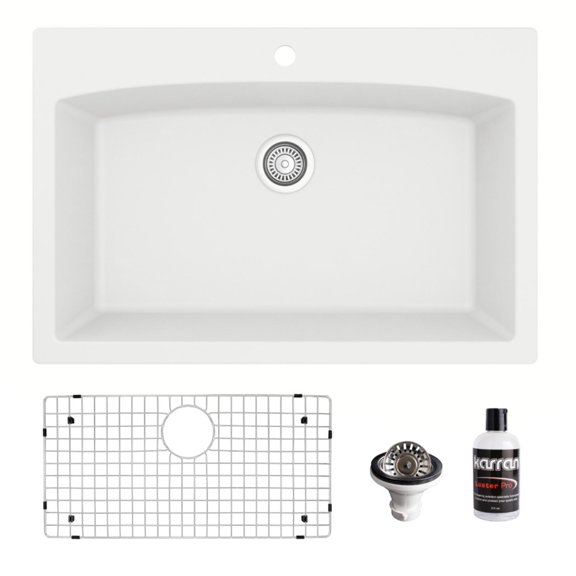 Karran Usa QT-712-WH-PK1 Quartz Qt 33" Drop In Single Basin Quartz Composite Kitchen Sink