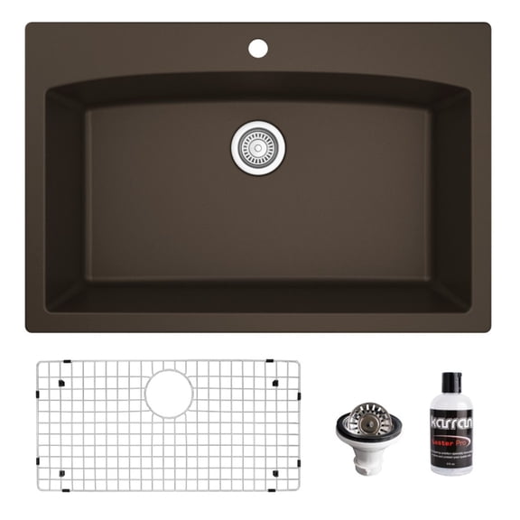 Karran Usa QT-712-BR-PK1 Quartz Qt 33" Drop In Single Basin Quartz Composite Kitchen Sink