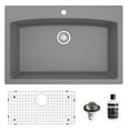 thumbnail image 1 of Karran Usa QT-712-GR-PK1 Quartz Qt 33" Drop In Single Basin Quartz Composite Kitchen Sink, 1 of 5